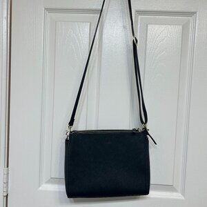 Lo and Sons Pearl Black Saffiano Leather Crossbody Bag